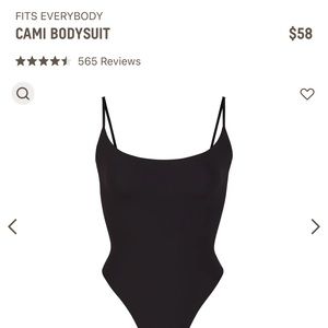 Skims fits everybody cami bodysuit. Size xs. Worn once. $45